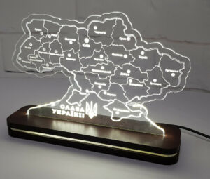 Світильник нічник патріотичний акриловий, мапа України, 12 х 18 см (АСВА5-01)
